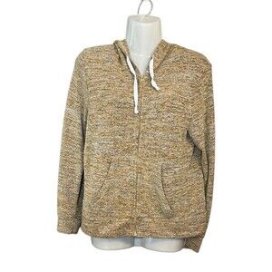 Women’s Tan Heathered Lighweight Soft Full Zip Athleisure Hoodie Size Large